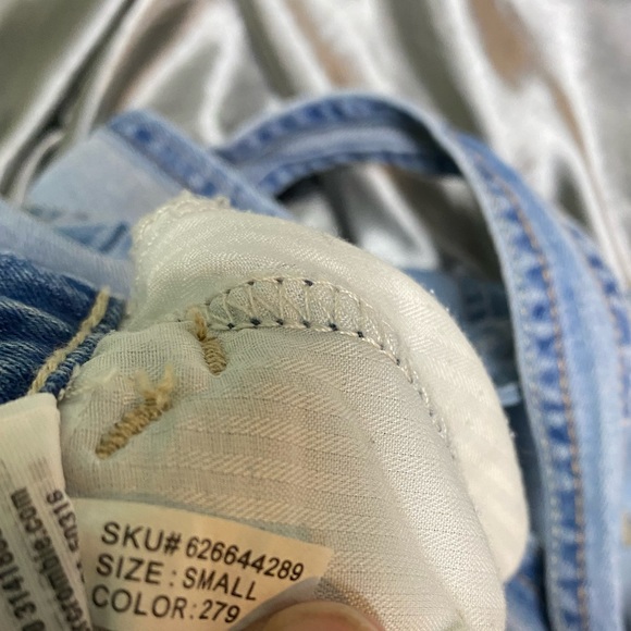 Hollister Blue Denim Distressed Boyfriend Overalls Size Small - Picture 7 of 7